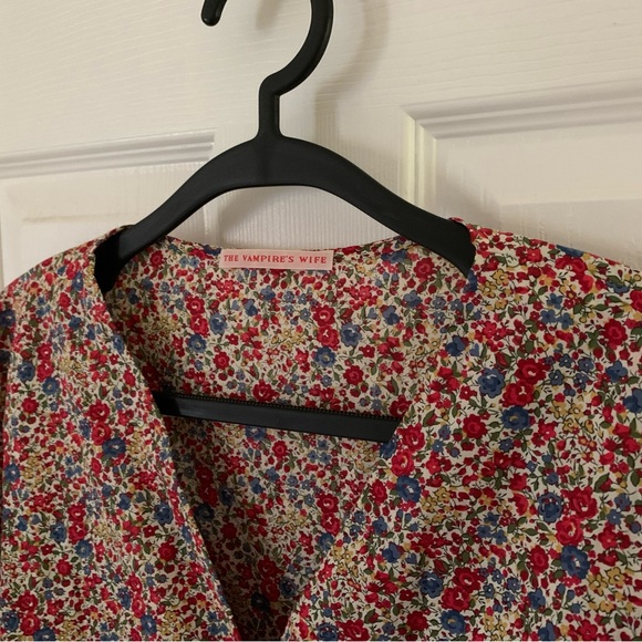 Vampires Wife CHARLOTTE LIBERTY FLORAL-PRINT COTTON DRESS Size - UK10/US6 - Picture 15 of 16